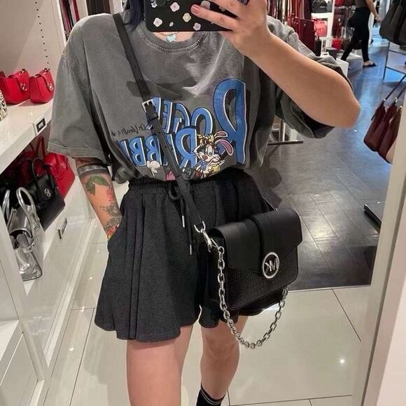 Michael Kors Carmen Carmen Md Convertible Shoulder Bag Black Crocodile Leather - Picture 11 of 12